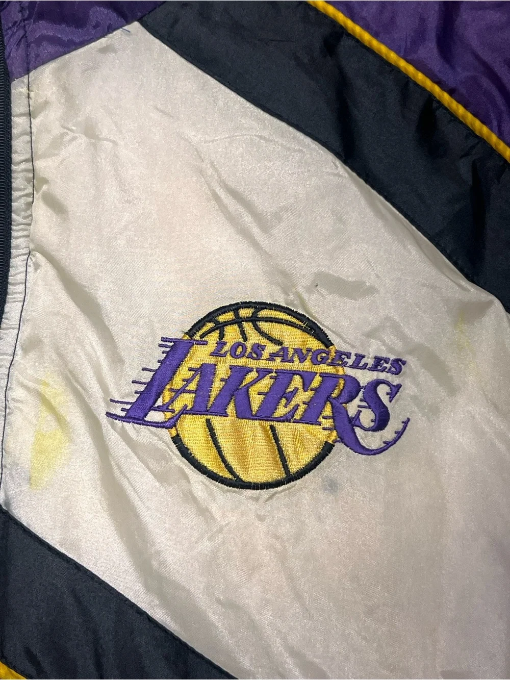 Fan Gear Los Angeles Lakers Colorblock Hooded Windbreaker Purple Black Vintage